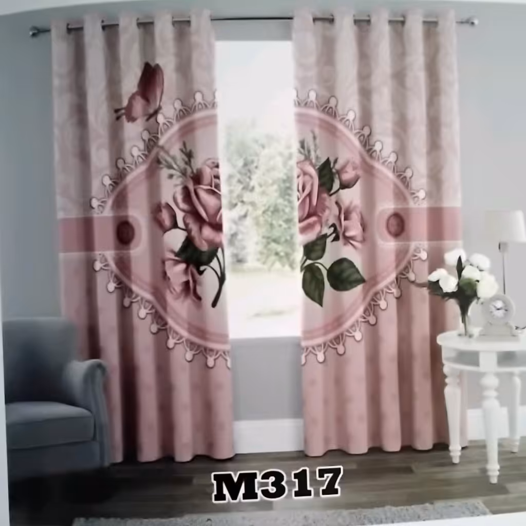 پرده چاپی پانچ دوقواره طرح کلاسیک کدm317