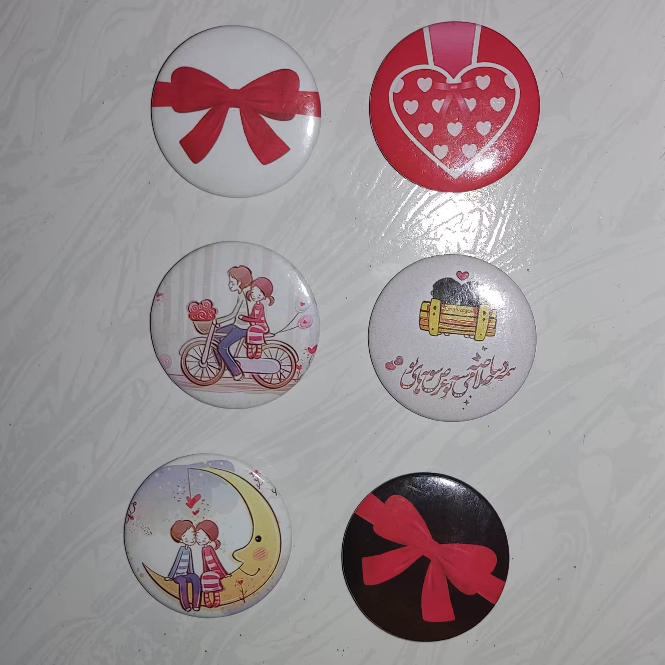 پیکسل فلزی سوزنی - بسته 6 عددی - با قطر  40 میلی متر - طرح شماره 3