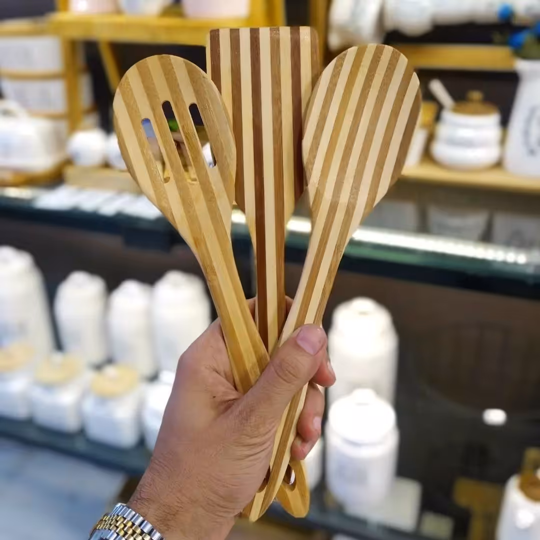 قاشق چوبی  بامبو تک سایز کیفیت بسیار عالی سایز در تصاویر 