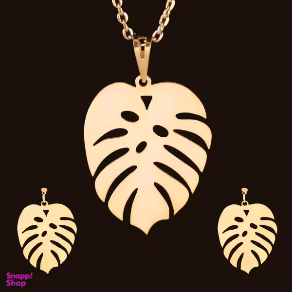 نیم ست طلا 18 عیار زنانه سانا گالری مدل برگ کد D10214