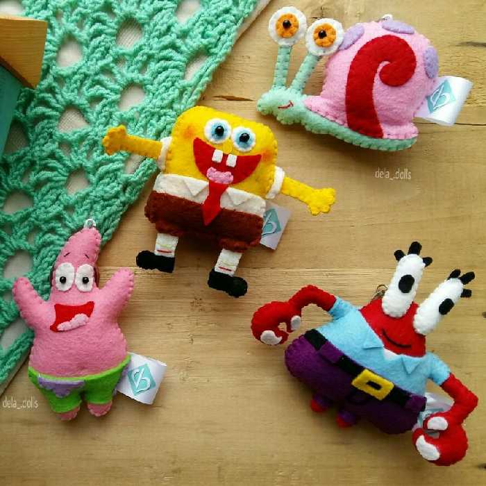 مجموعه جاکلیدی کارتون باب اسفنجی سفارش به صورت تکی وجود دارد عروسک نمدی دلا دالز 