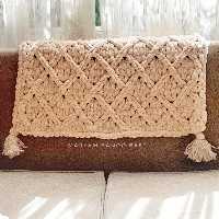 شال مبل پافی مریم بانو ، 70 در 105 ، مدل لوزی / جهیزیه / پتو 