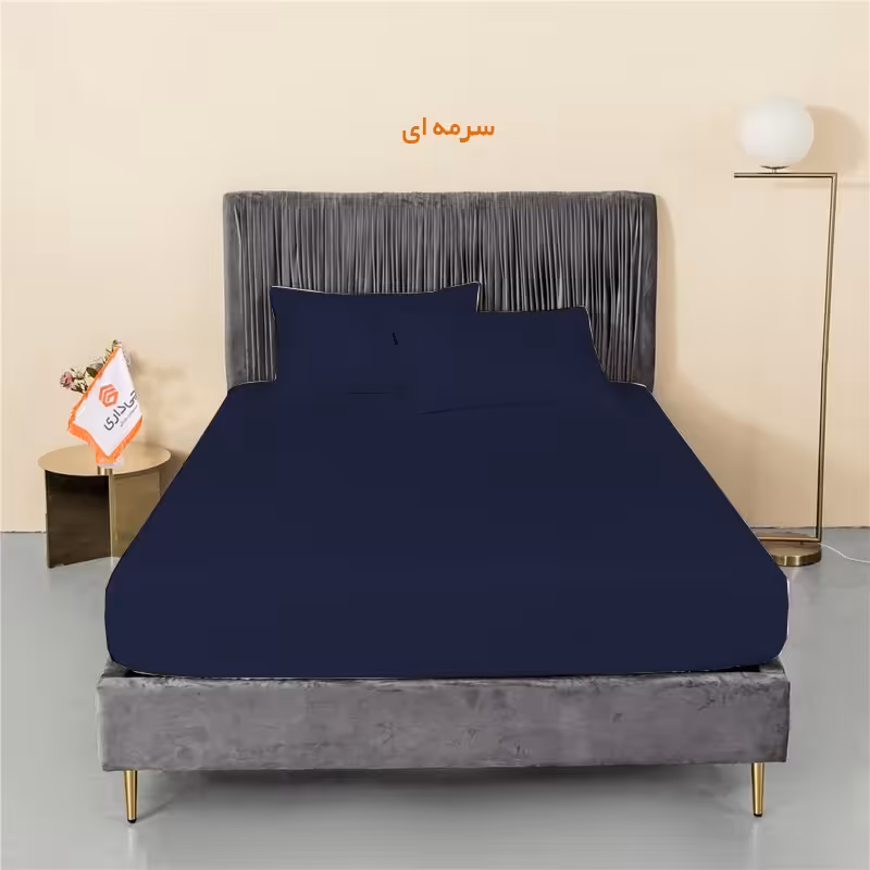 سرویس ملحفه چیداری مدل میکرو دو نفره سه تکه 160در200 رنگ سرمه ای