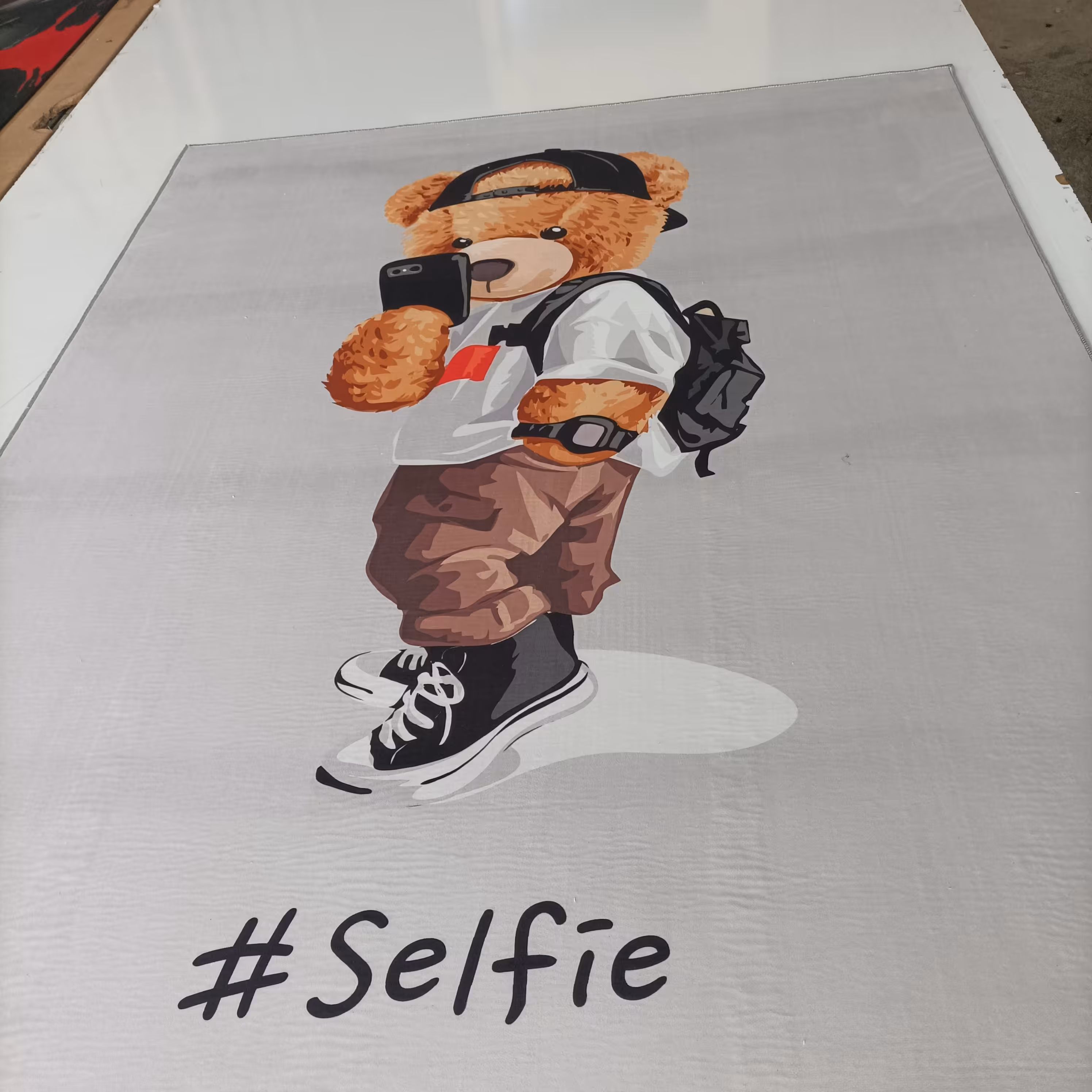 فرشینه مخمل کودک طرح تدی سایز یک در یک و نیم 