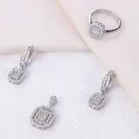 نیم ست نقره طرح امرالدکات ظریف و قالب طلا کد 16052