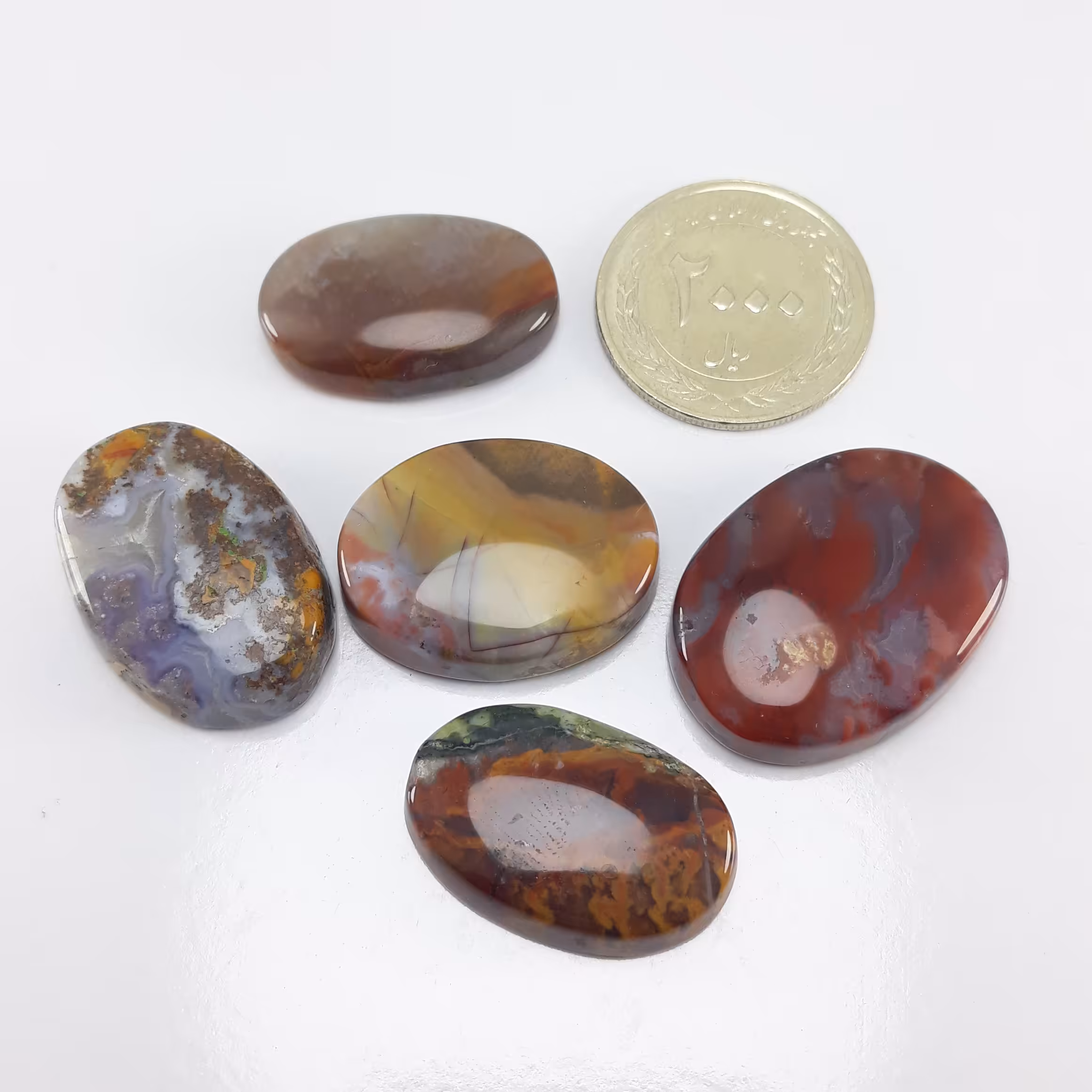 پک پنج تایی نگین عقیق شجر پاییزی  به ضمانت معدنی 