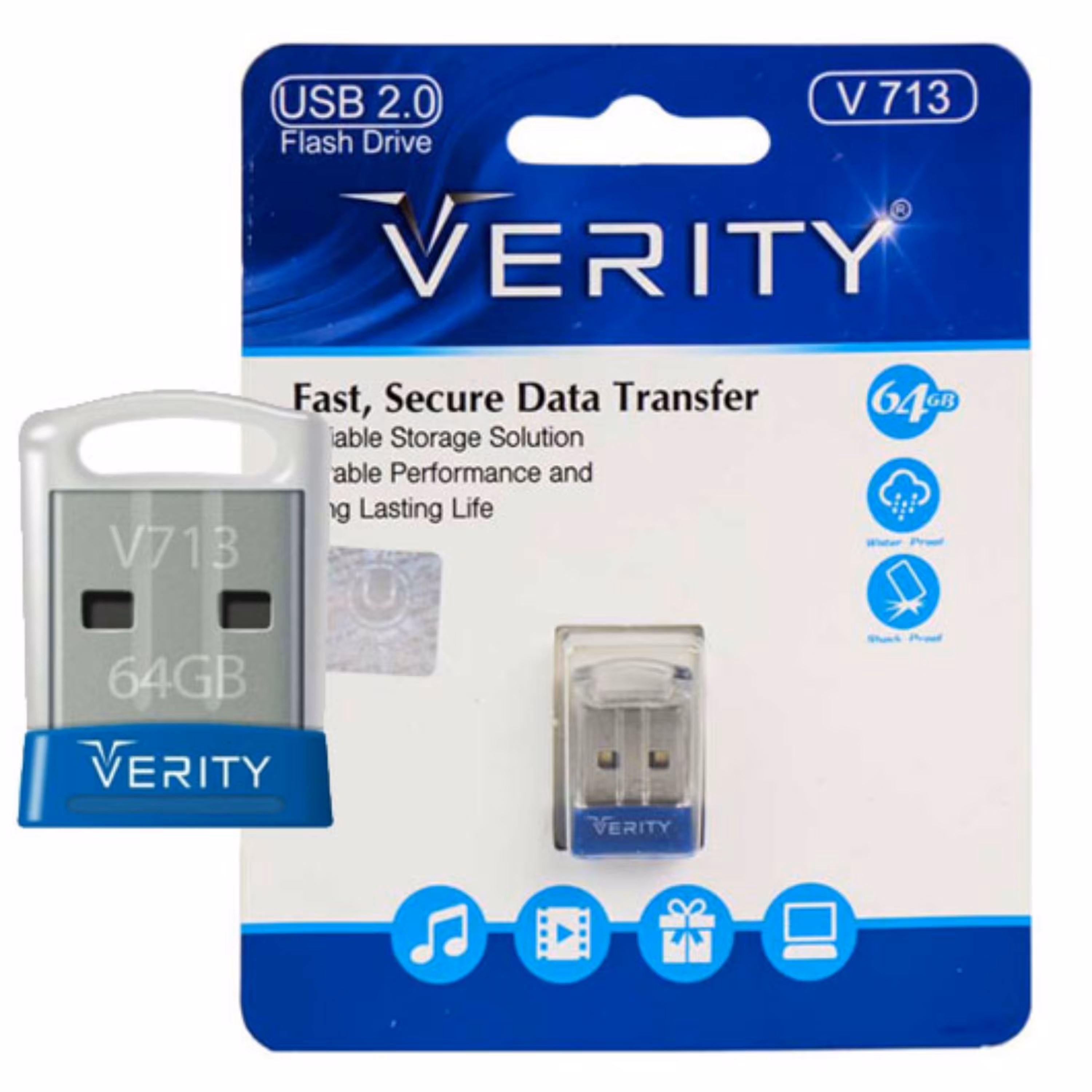 فلش 64GB USB 2.0 Verity V713 با گارانتی مادام العمر