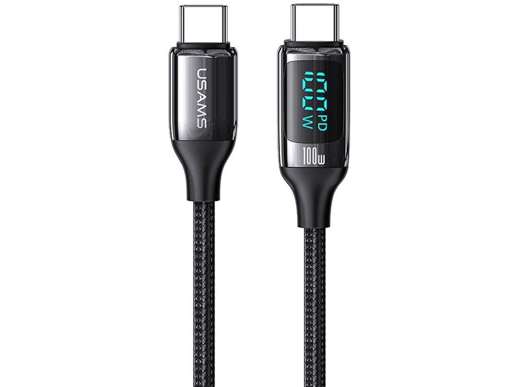 کابل شارژ دوسر تایپ سی 100 وات 1.2 متری یوسامز USAMS Typ-C 100W Fast Charging Cable US-SJ546