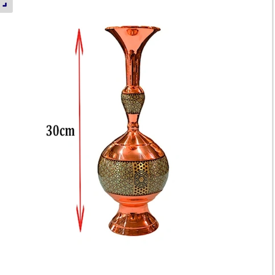 گلدان گیلاسی مس و خاتم ممتاز اعلا در ارتفاع 30