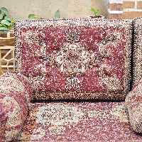 پشتی ترمه سنتی طرح الماس رنگ قرمز (یک جفت)