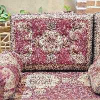 پشتی ترمه سنتی طرح الماس رنگ قرمز (یک جفت)