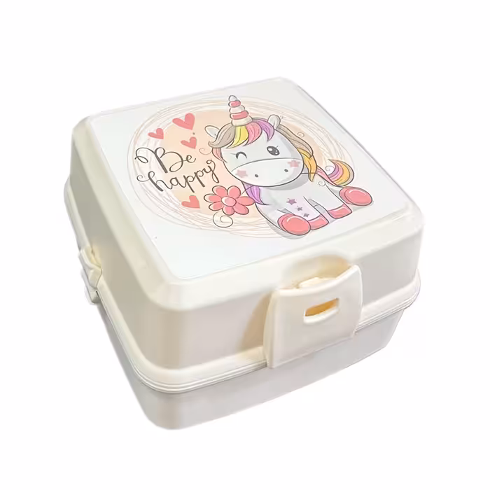 ظرف غذای کودک هوبی لایف مدل Be Happy کد 021175 (رنگ استخوانی)