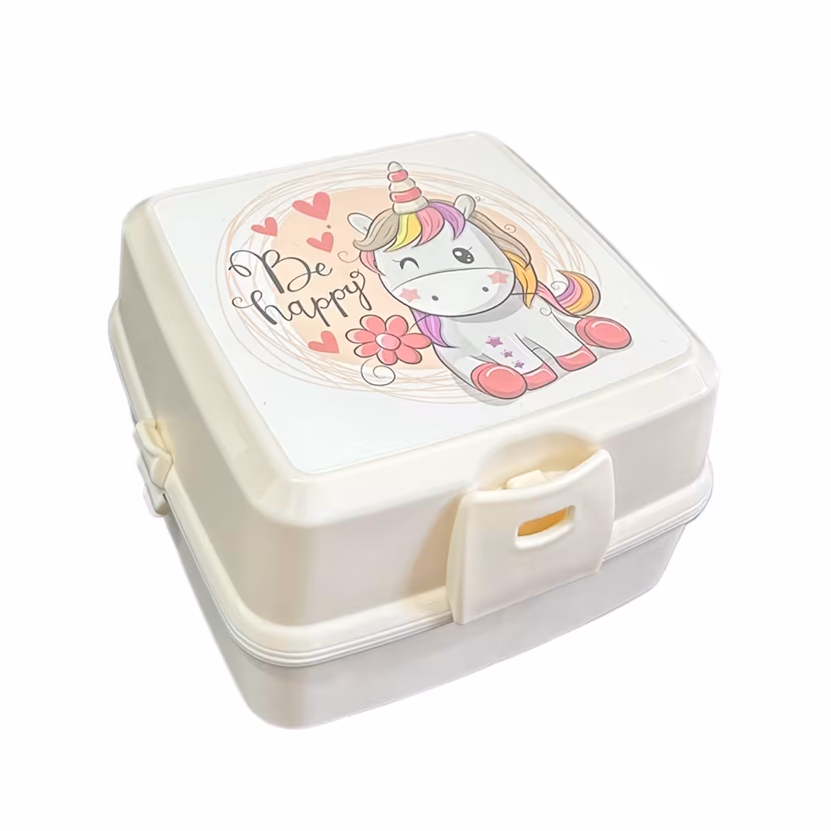 ظرف غذای کودک هوبی لایف مدل Be Happy کد 021175 (رنگ استخوانی)