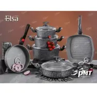 سرویس قابلمه 10 پارچه پی ام تی مدل السا خاکستری