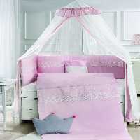 سرویس خواب مامی شاپ 9 تکه نوزاد نوجوان گارددار  اصل ترکیه و سایز 80*135 سانت رنگ صورتی       momi shop