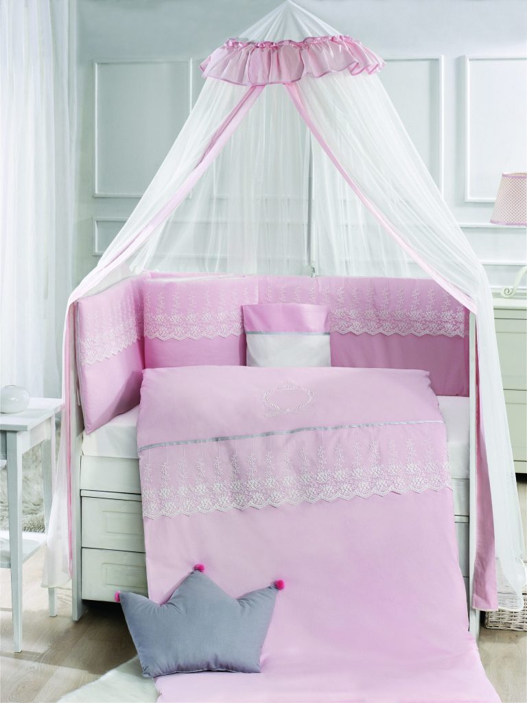 سرویس خواب مامی شاپ 9 تکه نوزاد نوجوان گارددار  اصل ترکیه و سایز 80*135 سانت رنگ صورتی       momi shop