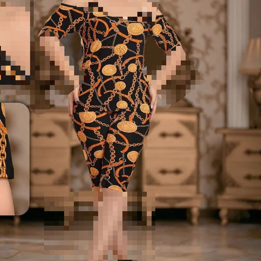تیشرت شلوارک سرشانه باز زنجیری