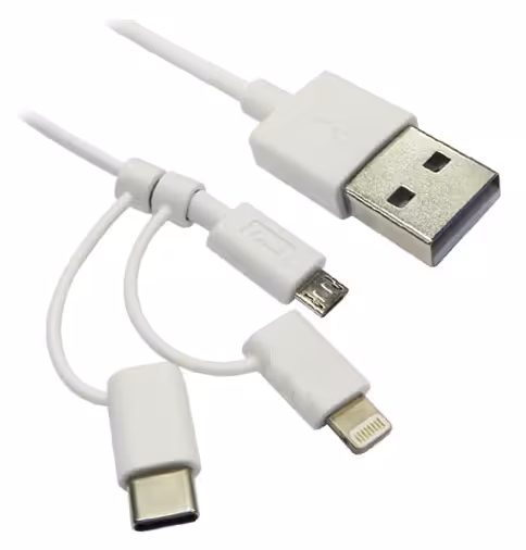 کابل دیتا Micro USB 2.0 با تبدیل Type-C و Lightning فرانت مدل UCLMB100 به طول 1 متر