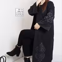 دلینا مانتو مشکی خرجکار لمه خنک تابستانه از سایز 38 تا سایز بزرگ 60 بیگ سایز