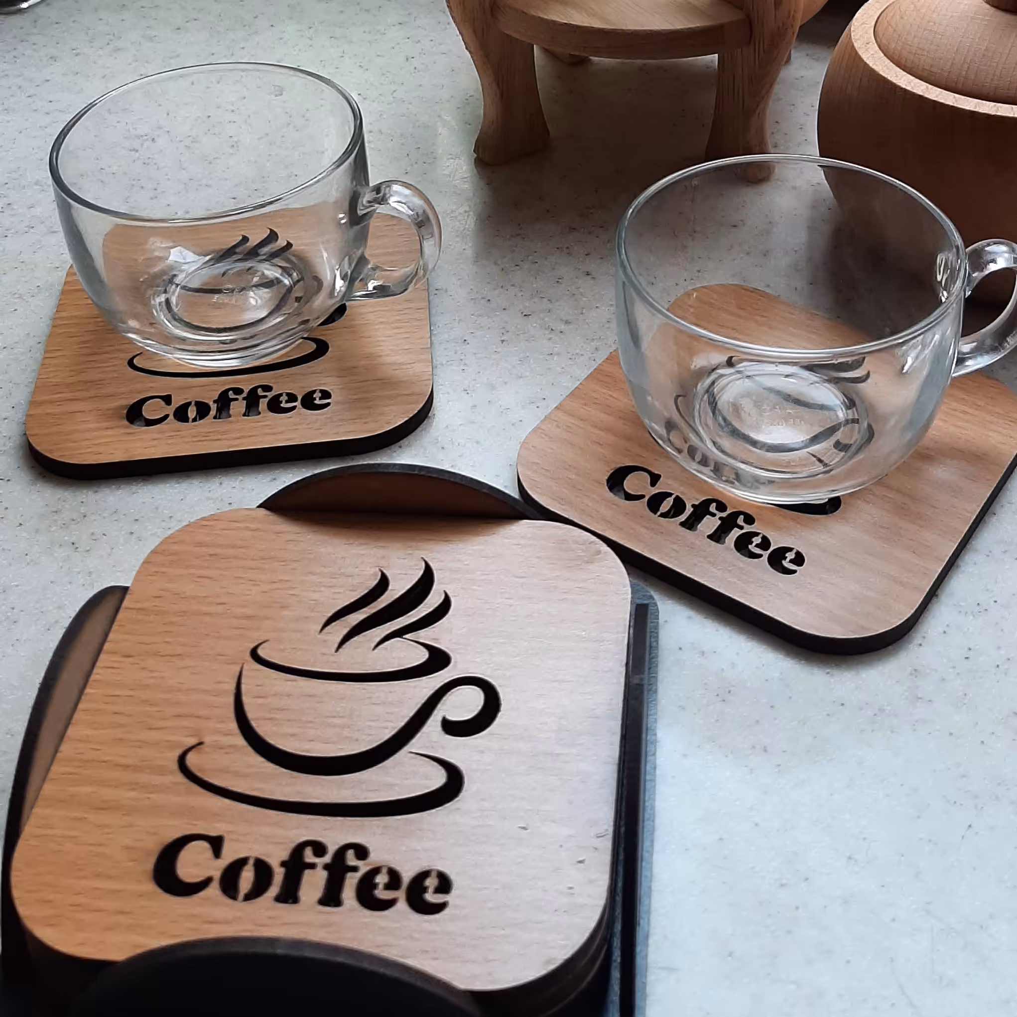 زیرلیوانی  6 عددی چوبی