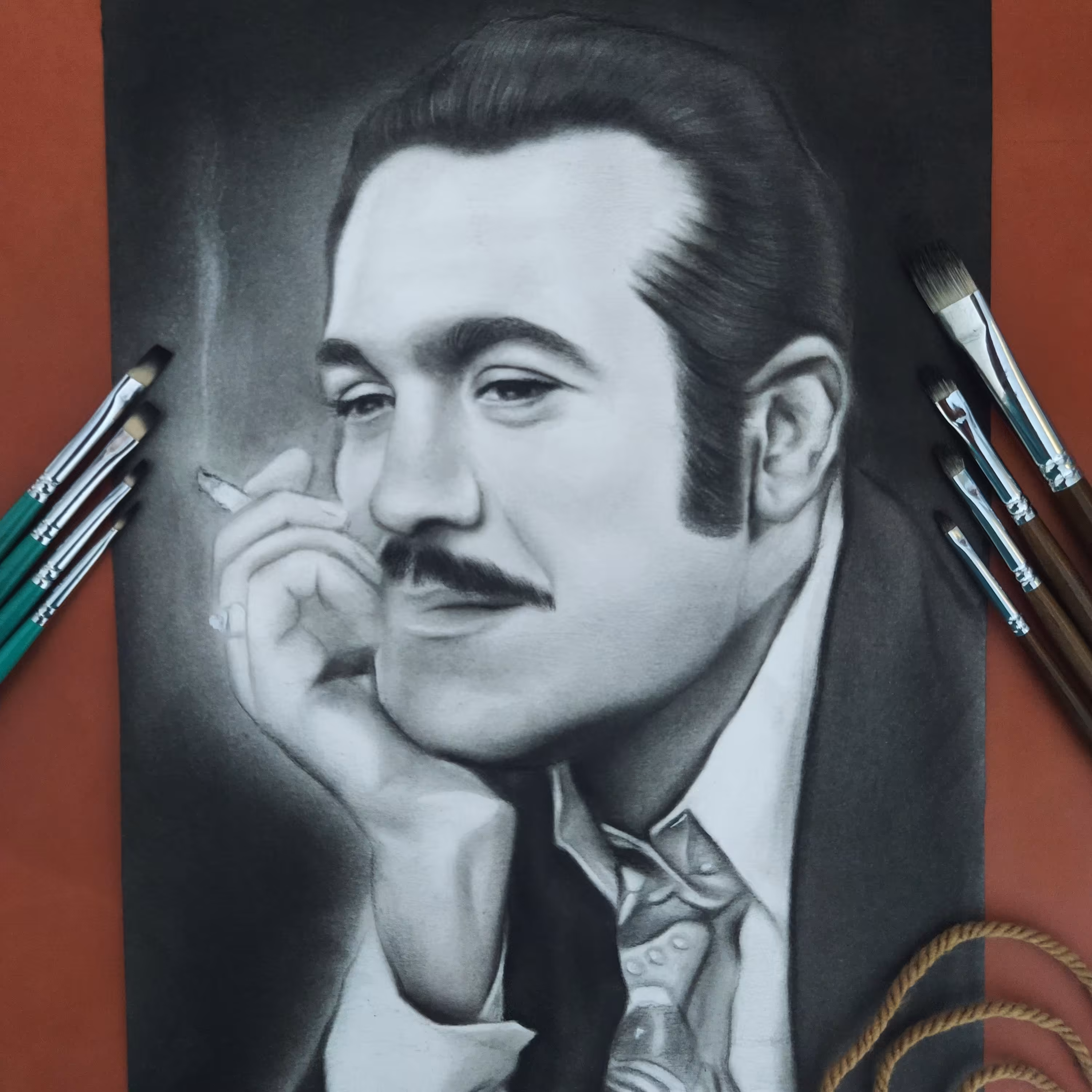 نقاشی و طراحی چهره مداد و سیاه قلم سبک رئال در سایز دلخواه