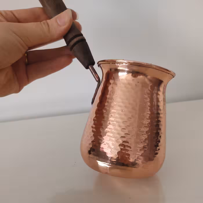 قهوه جوش مسی دسته چوبی سایز بزرگ 5کاپ نانو شده ارسال رایگان