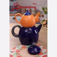 کتری و قوری لعابی بلند رنگی طرح تایلندی هوم کینگ