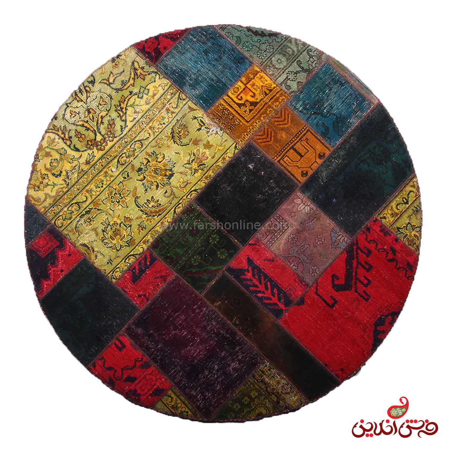 فرش گرد دستباف کلاژ کد 5075