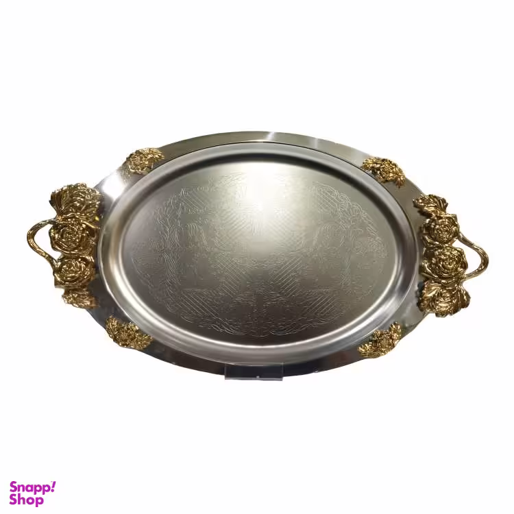 سینی بیضی دسته طلایی مدل 9546