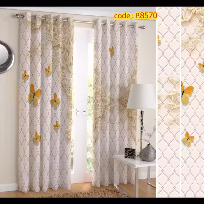 پرده پذیرایی دو قواره طرح حیوانات سه بعدی کد P8570