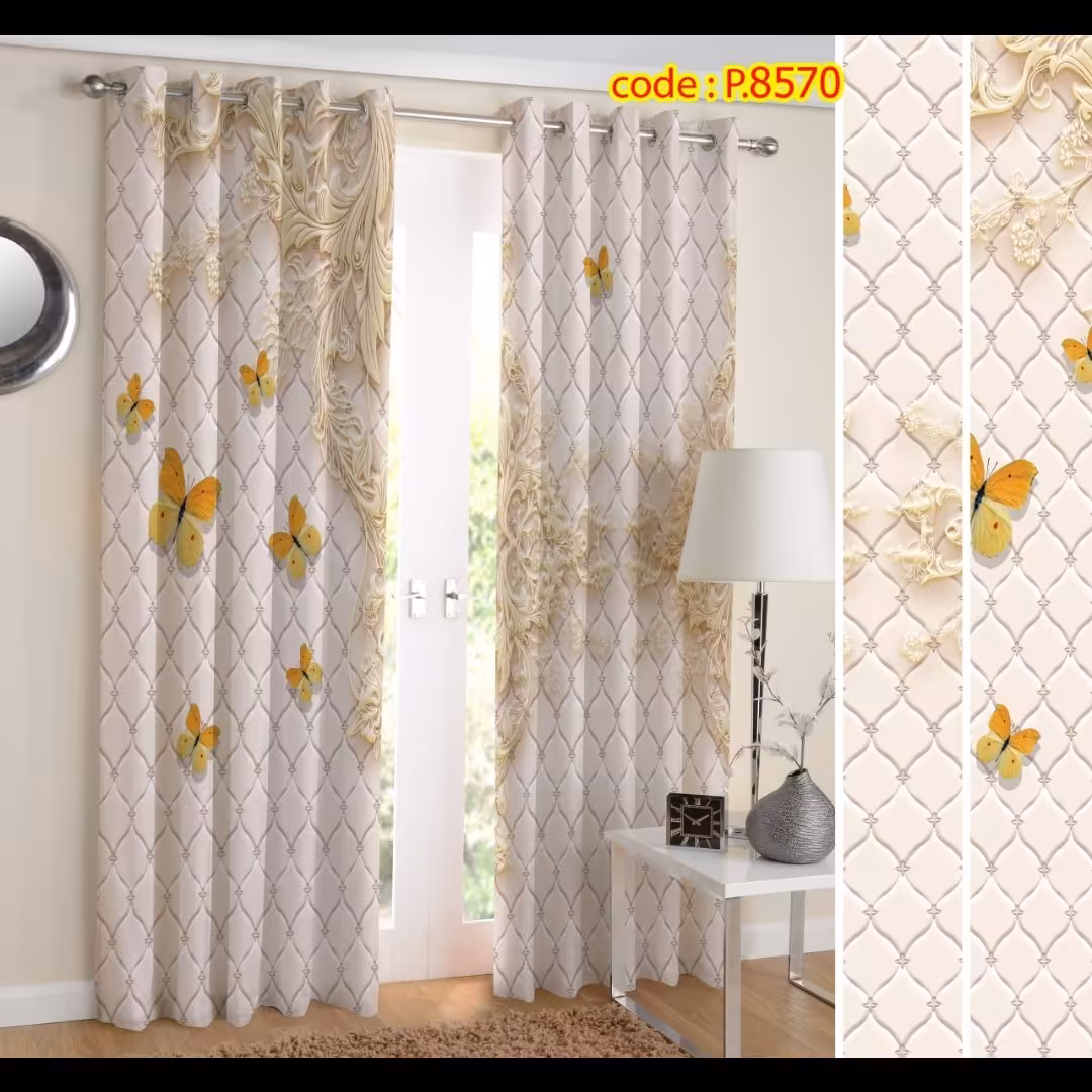 پرده پذیرایی دو قواره طرح حیوانات سه بعدی کد P8570