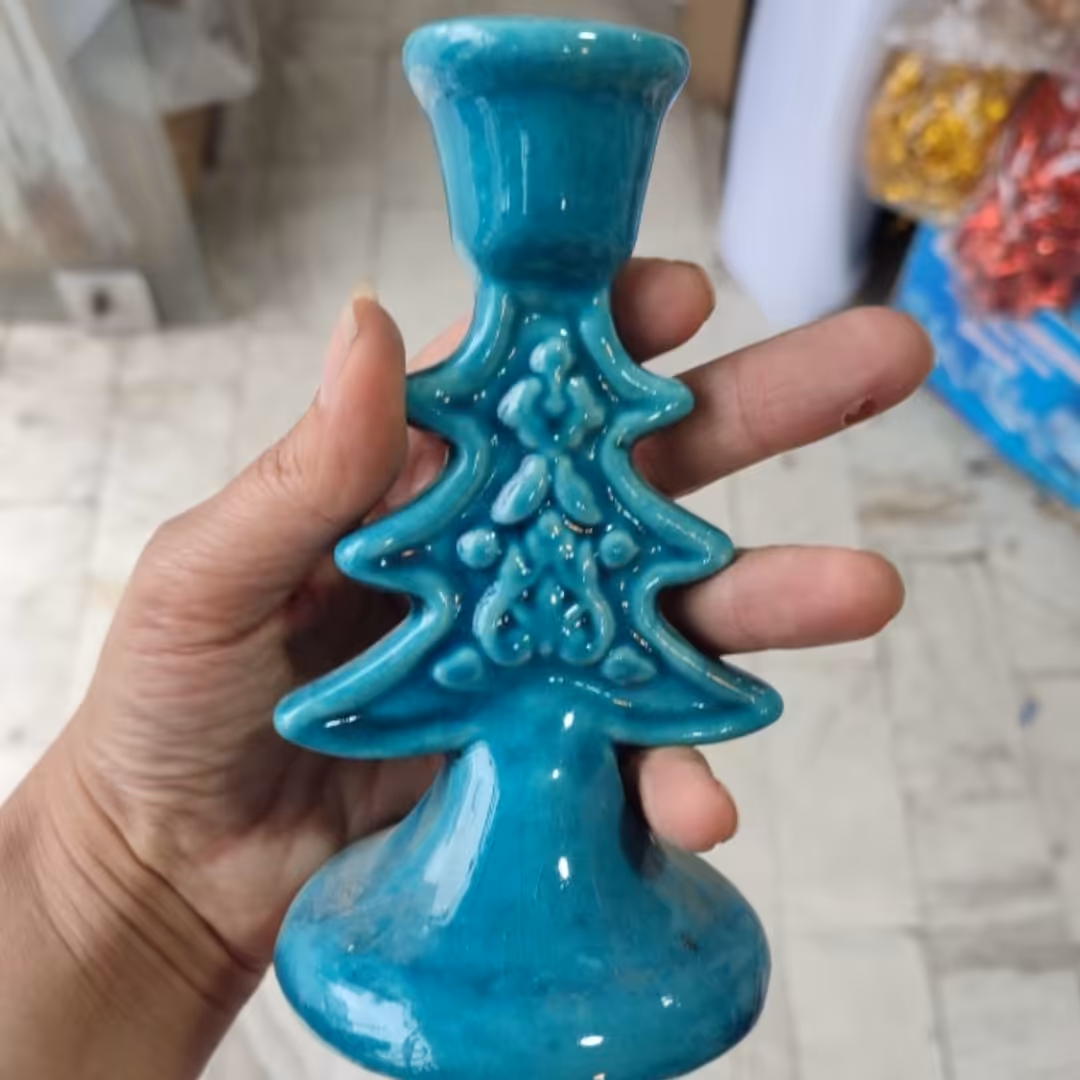 جاشمعی طرح کاج سفالی رنگی زیبا شیک بلندی جام 15سانت  جام دونه ای این قیمت می باشد