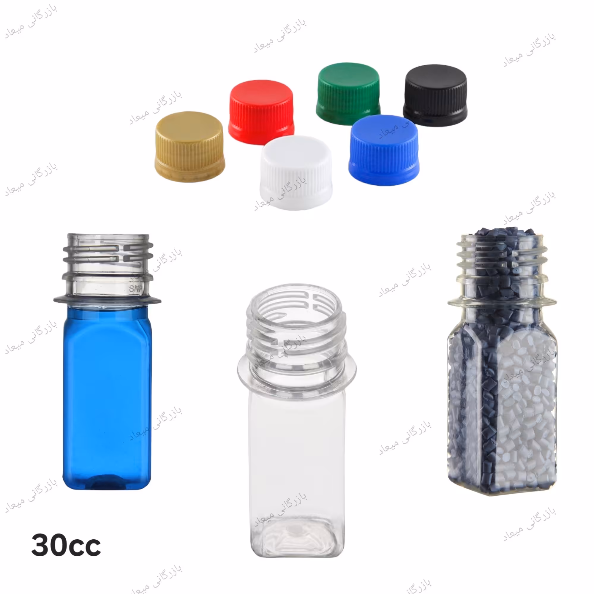 بطری 30 سی  سی به همراه درب ، بطری پت پلاستیکی سی میل دهانه 28 عمده و تک