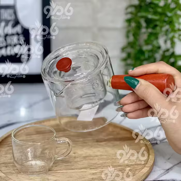 قوری پیرکس دمنوش شرقی دسته چوب 37