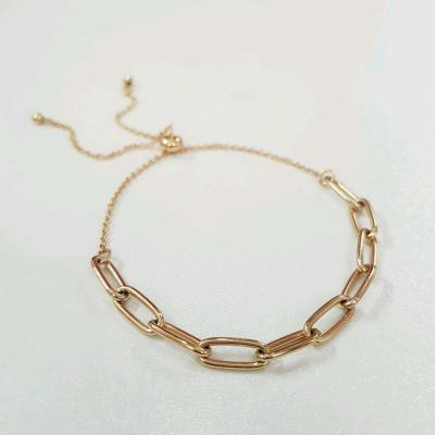 دستبند طلایی قفل آسانسوری زنجیر درشت ، فری سایز قابل تنظیم