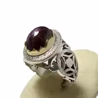 انگشتر یاقوت استار طبیعی، رکاب شبکه اره کاری تماما دستساز