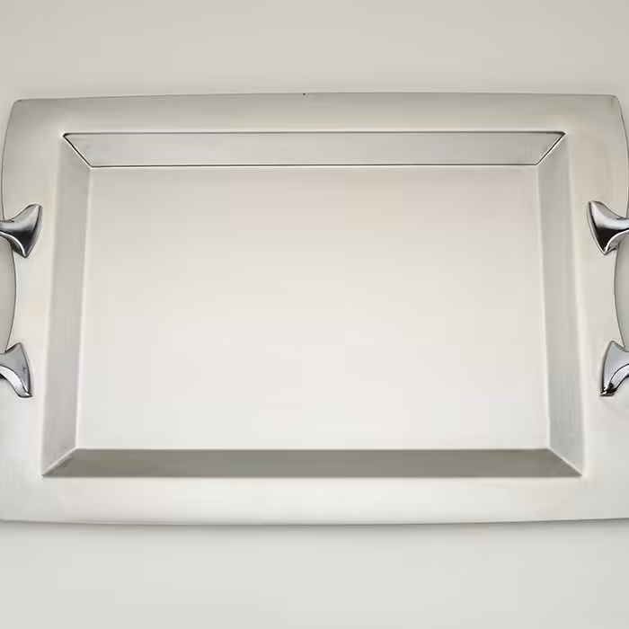 سینی استیل مستطیل مدل النا طلایی