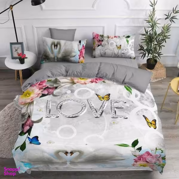 سرویس روتختی طرح love دو نفره 6 تکه