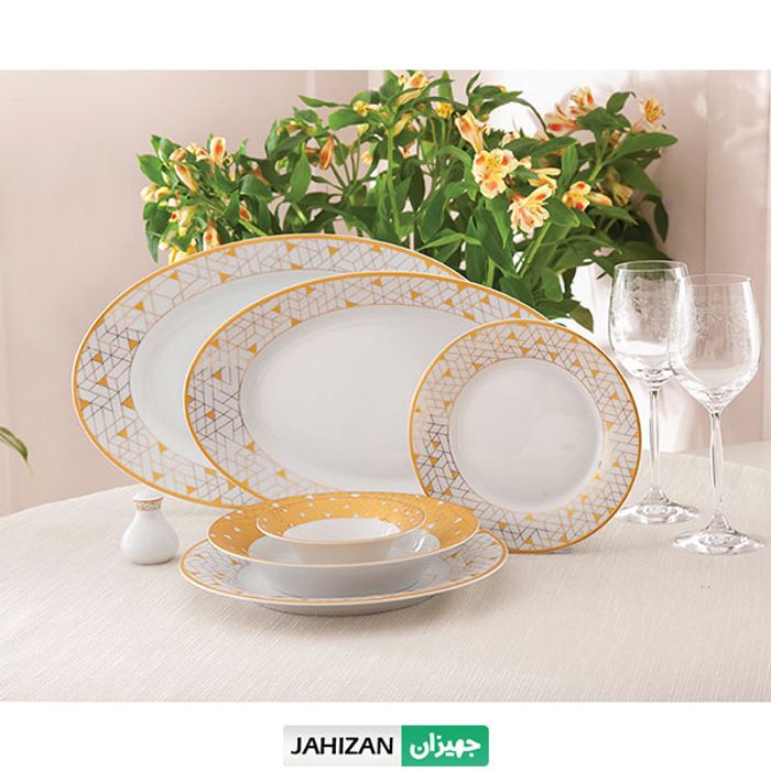 سرویس چینی زرین 35پارچه ژئومتریکال طلایی شهرزاد
