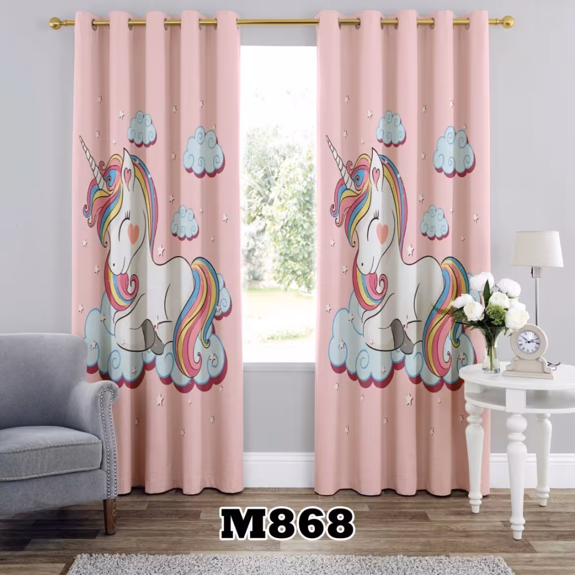 یک عدد پرده اماده طرح تک شاخ   m868 