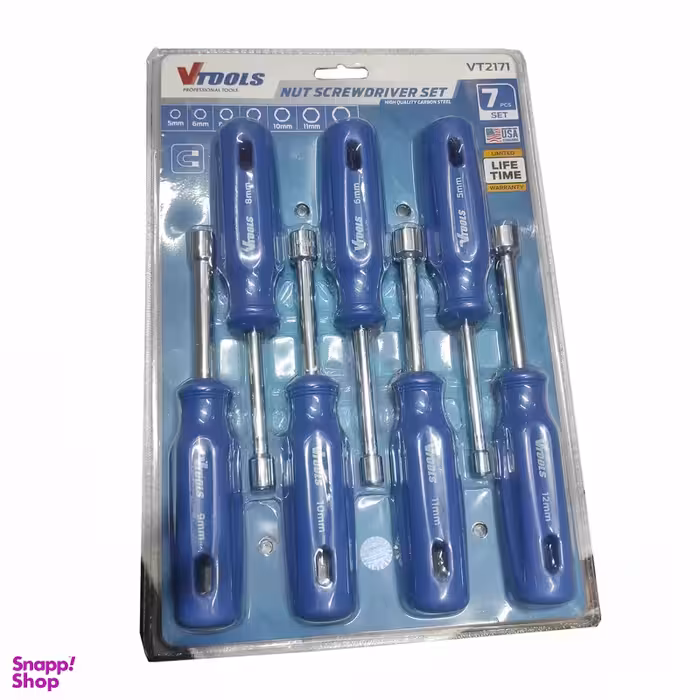 پیچ گوشتی بکسی وی تولز مدل YP-NUTSCREWDRIVERSET-7PCS مجموعه 7 عددی