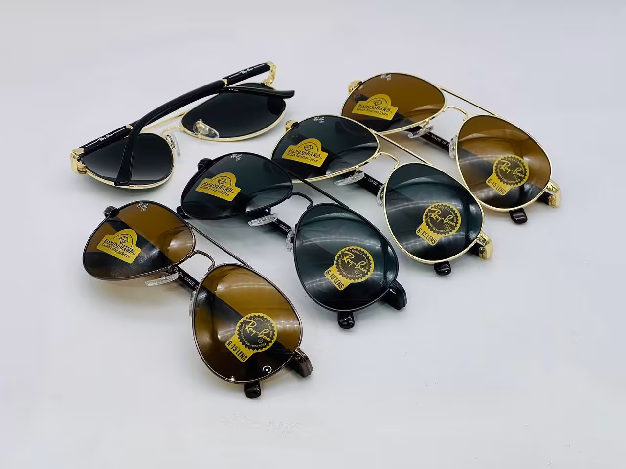 عینک آفتابی مردانه برند ریبن شیشه سنگ مدل خلبانی