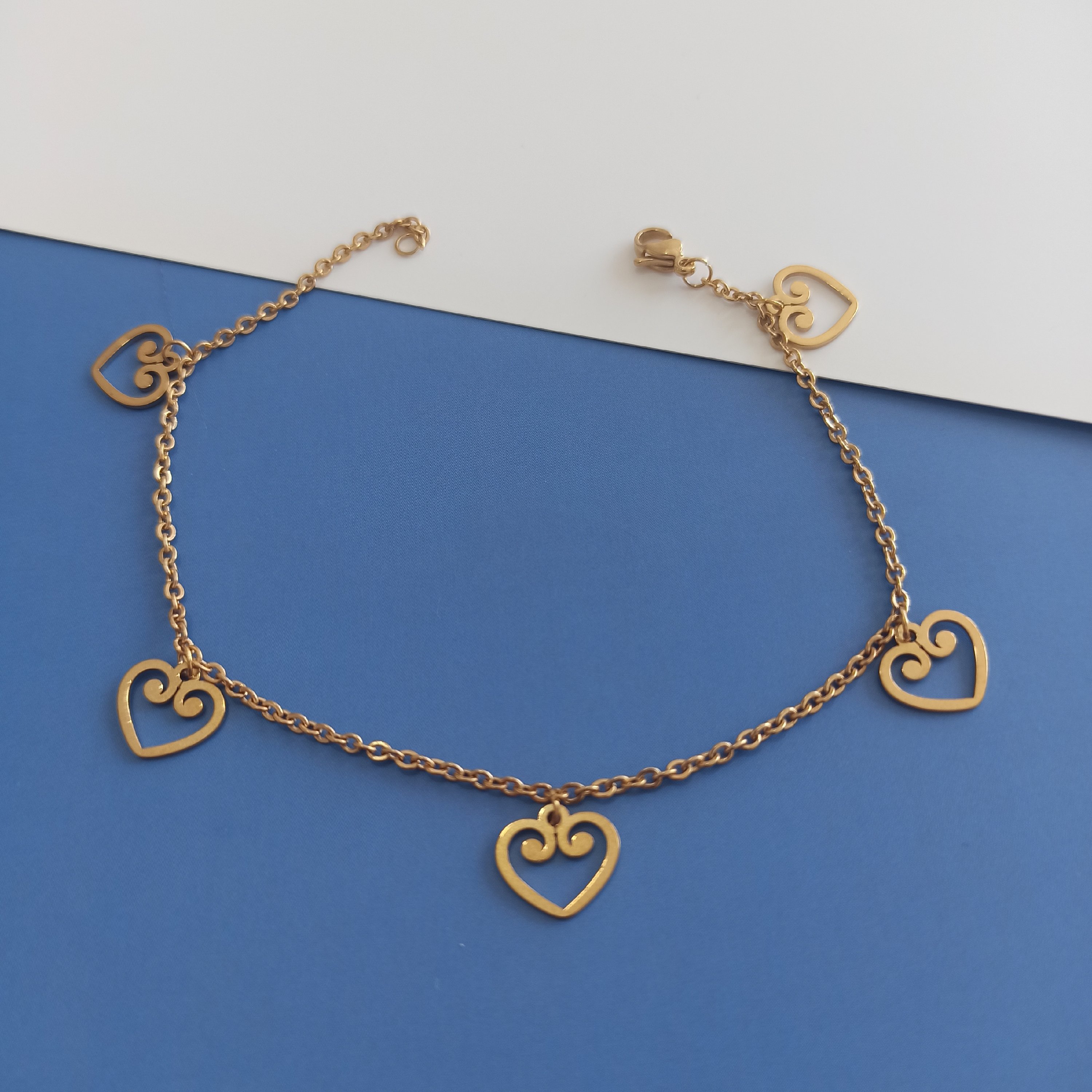 دستبند زیبای طرح قلب ، استیل و رنگ ثابت 