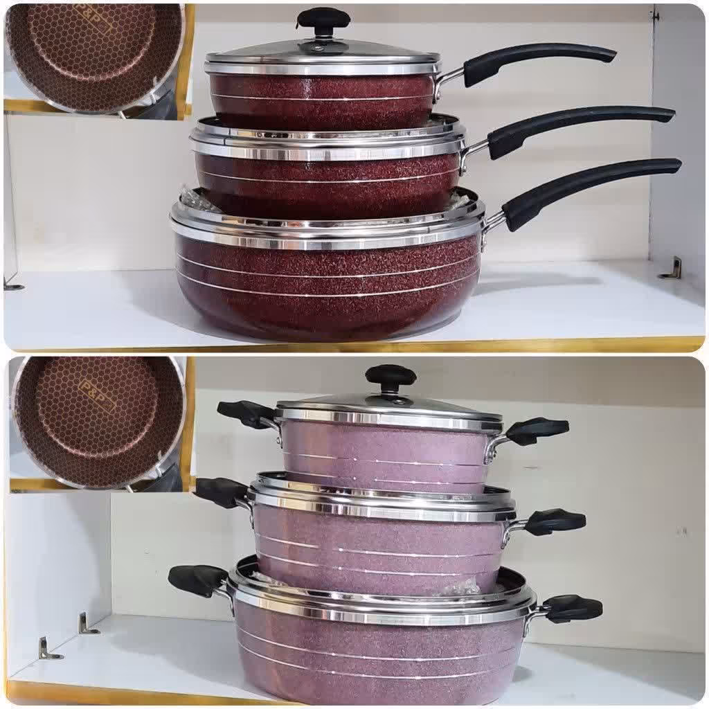 تابه 6 تیکه چدن اصلی کف گرانیت نچسب و کف زنبوری مارک هلنا 