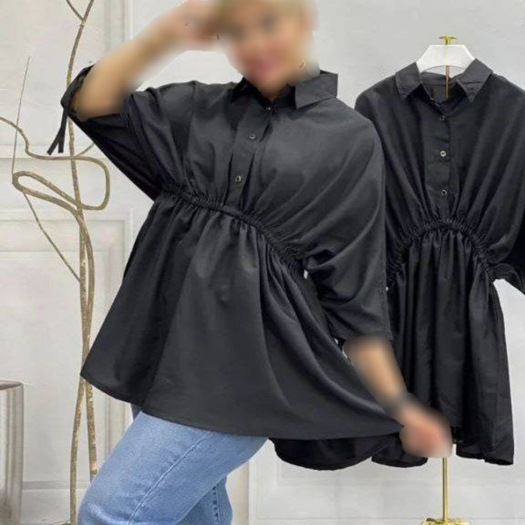 مانتو عروسکی جنس داکرون نخ پنبه رنگ مشکی