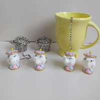 آویز صافی چای و دمنوش طرح قوری دیو و دلبر یک عددی بدون صافی استیل | amazonchi