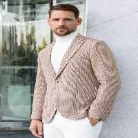 کت نود مردانه ژاکت یقه ای باریک و بژ بافندگی Morven