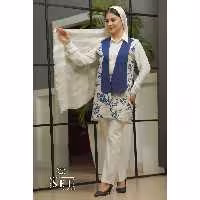 وِست مزون دوز مجلسی مدل رُزِتی طرح هما کد 1845 برند SET