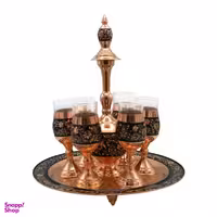 ست شش تکه گلاب پاش و جام قلمزنی مسی طرح یزدانی کد 01