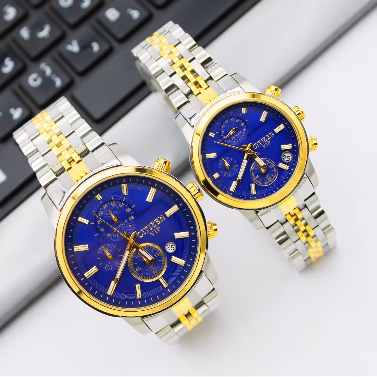 ساعت مچی ست زنانه و مردانه سیتی زن-بندفلزی3موتور فعال(کرنوگراف)مدلvip.302g